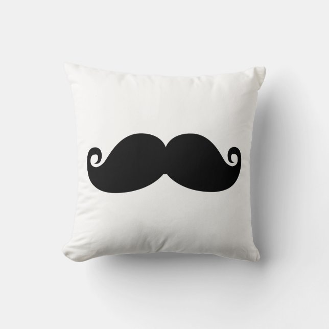 Coussin Moustache noire vintage drôle (Recto)