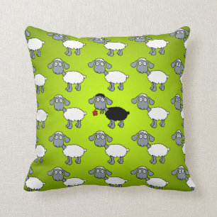 Coussin Mouton noir agneau rouge fleur dans le troupeau ve