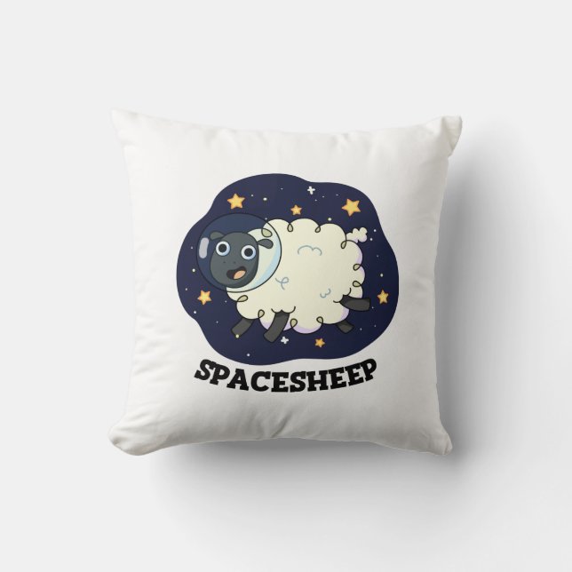 Coussin Mouton spatial Blague drôle d'astronaute (Recto)