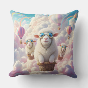 Coussin Moutons de famille pastel mignons fantasy