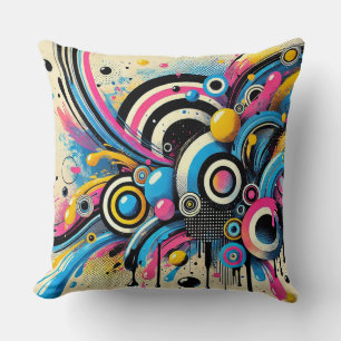 Coussin 🎨 Mouvement de Cercle Abstrait pour Décoration de