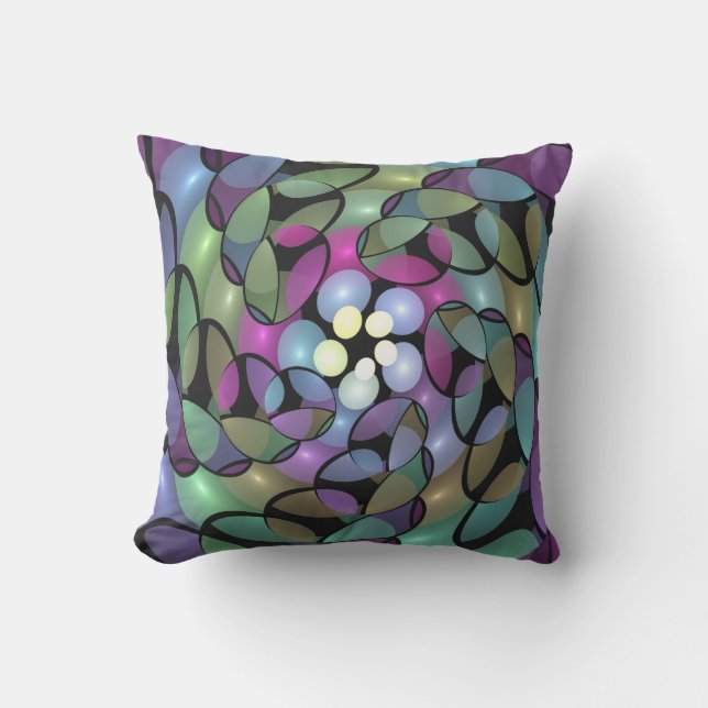 Coussin Mouvements colorés Abstrait Trippy Fractal Art (Recto)
