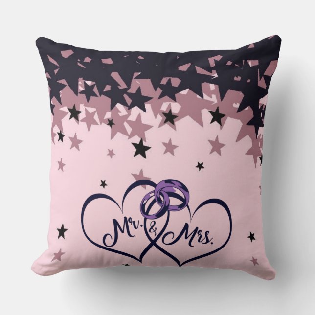 Coussin Mr and Mrs Wedding Throw Pillow with Star Backgrou (Recto)
