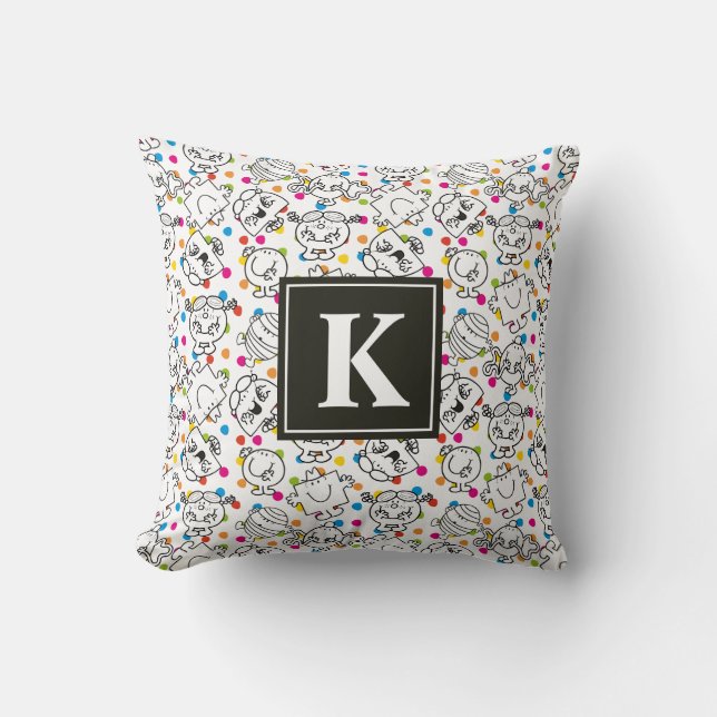 Coussin Mr Men & Little Miss | Motif à pois arc-en-ciel (Recto)