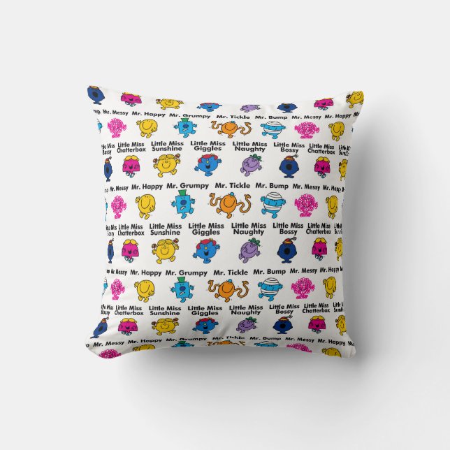 Coussin Mr Men & Little Miss | Noms des personnages (Recto)