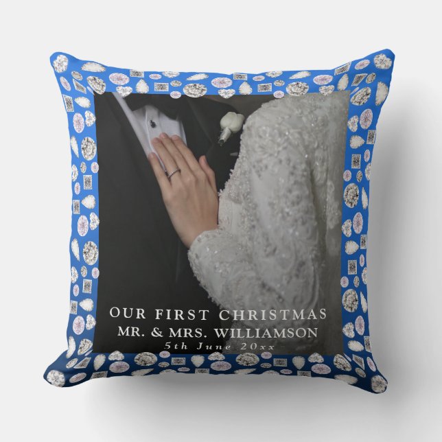 Coussin Mr & Mrs First Christmas Photo Mariage (Recto)