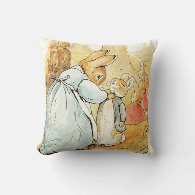 Coussin Mrs Bunny dit au revoir par Beatrix Potter (Recto)