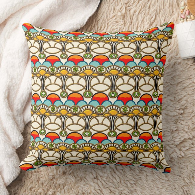 Coussin Mucha & Cliff (Art Nouveau coloré) (Couverture)