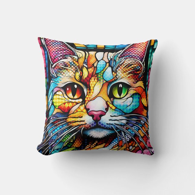 Coussin Multicolor Cat 708 Motif (Recto)