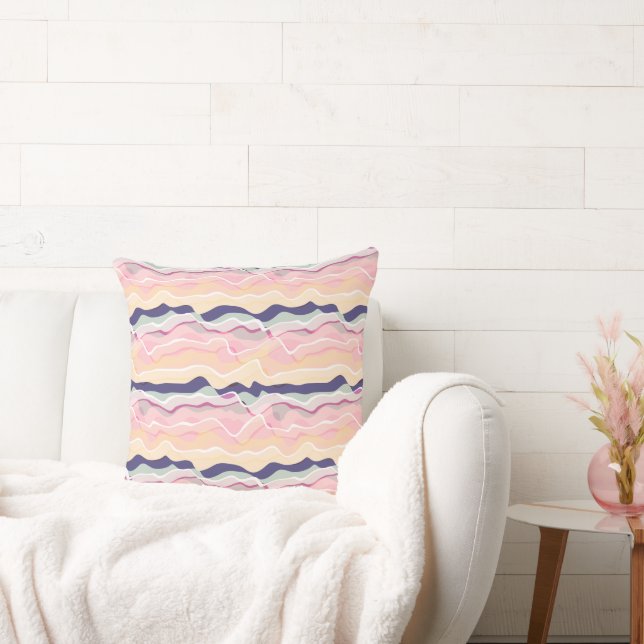 Coussin Multicolor Pastel Wavy Motif (Canapé)