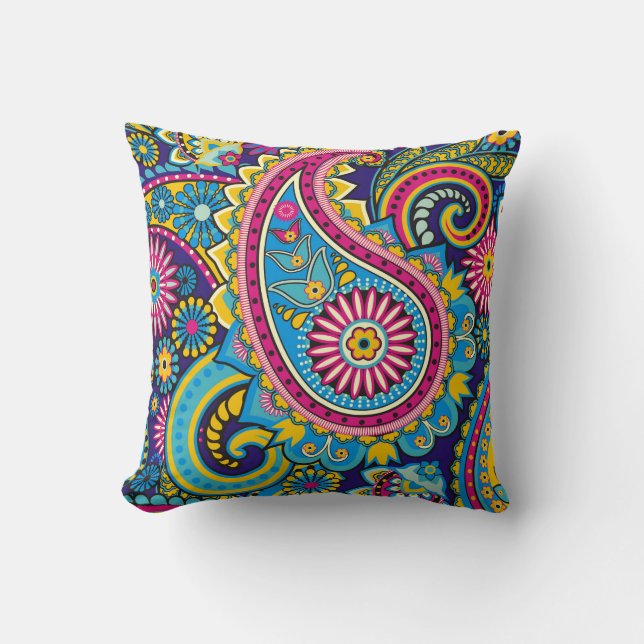 Coussin Multicolore Paisley Floral Fun Motif (Recto)