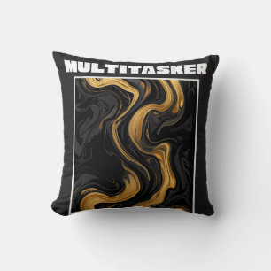 Coussin Multitasker Or Et Noir Marbre Abstrait
