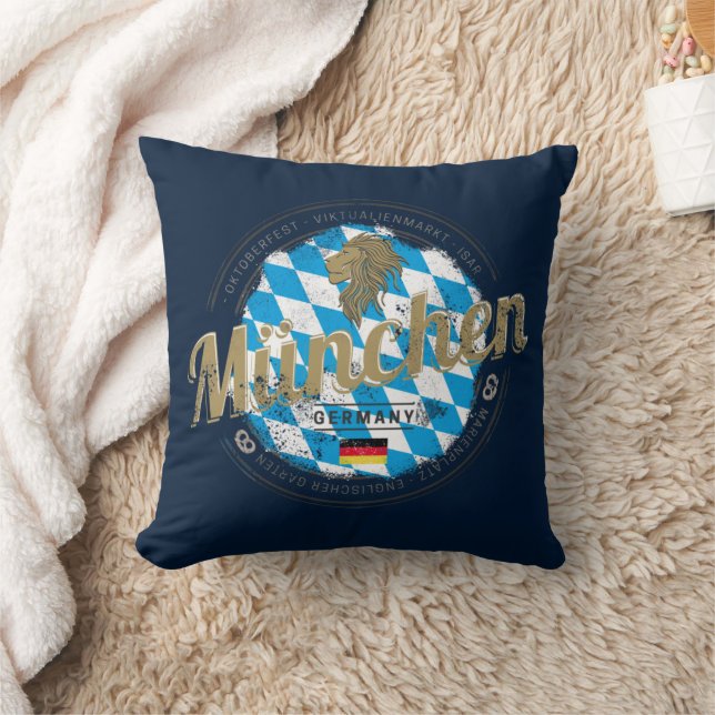 Coussin Munich Bavière Vintage Oktoberfest Allemagne Ville (Couverture)