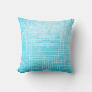 Coussin Mur et carrelage en céramique pastel bleu abstrait