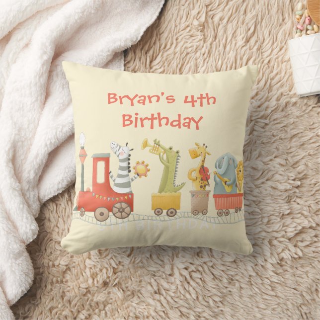 Coussin Musical Animal Train Birthday (Couverture)