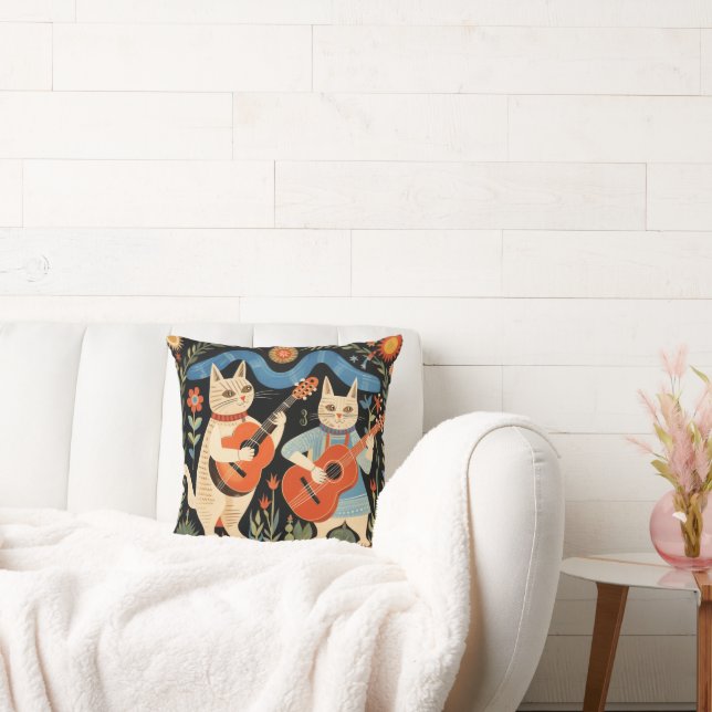 Coussin Musical Cats Folk Art (Canapé)