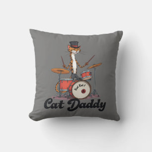 Coussin Musicien Cat Daddy Jazz Music Batteur   Papa des c