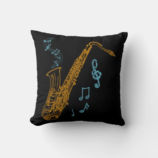Coussin Musicien saxophone Jazz Music Art (Recto)