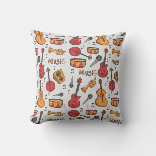 Coussin Musique cool Thématique Banjo Drums Guitare Violon