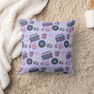 Coussin Musique d'anniversaire de l'ère rétro des années 8