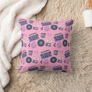 Coussin Musique d'anniversaire de l'ère rétro des années 8