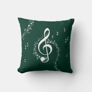 Coussin Musique de clé de sol climax sur un vert émeraude