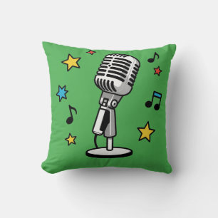 Coussin Musique de microphone vintage Notes de musique rét