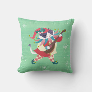 Coussin Musique de Noël Elf Chat Jeu d'oreiller