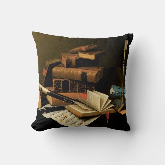 Coussin Musique et littérature de William Harnett, Art fin (Recto)