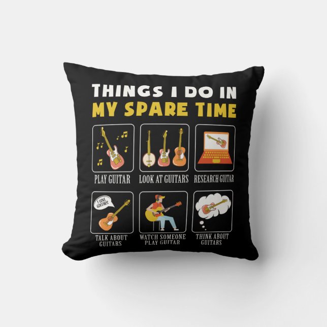 Coussin Musique Guitare Aime Les Choses Que Je Fais Dans M (Recto)