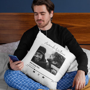 Coussin Musique personnalisée et photo de chanson sur l'or