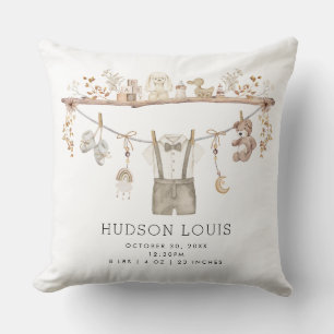 Coussin Muted Neutral Boho Baby Boy Nursery Statistiques d