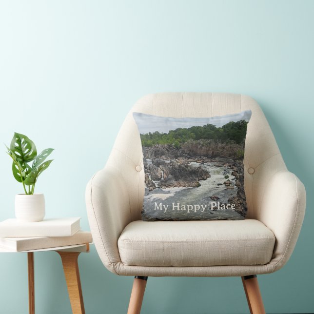 Coussin My Happy Place Text Add Your Photo Template (Chaise)