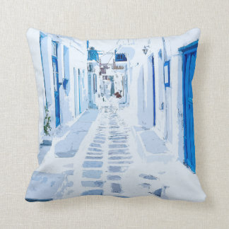 Coussin Mykonos Grèce Aquarelle Peinture numérique