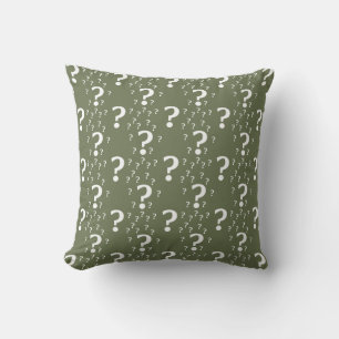 Coussin Mystère question marque énigme puzzle vert olive