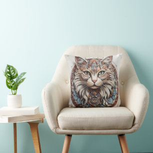 Coussin Mystic Boho Feline Mandala