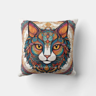 Coussin Mystic Boho Feline Mandala