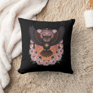 Coussin Mystical Celestial Owl Throw Pillow