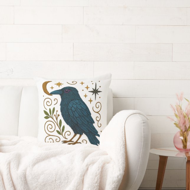 Coussin Mystical Crow Embroidered Look (Canapé)