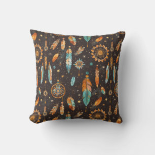Coussin Mystical Dark Boho : Feathers & Dream Catchers Des