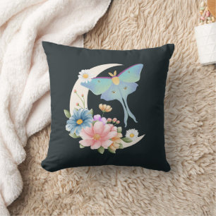 Coussin Mystique Luna Moth Floral Moon Dark Witchy Gothiqu