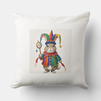 Coussin Na almofada um coelho vestido de bobo da corte 