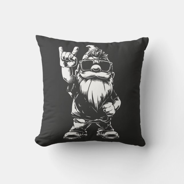 Coussin Nain de jardin Heavy Metal – Style rock (Recto)