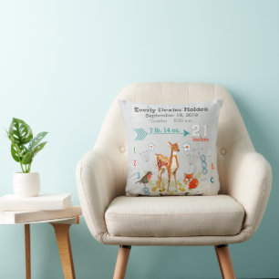 Coussin Naissance de bébé en pépinière Stat Fox Deer Flore