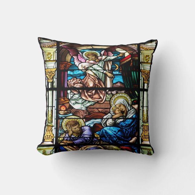 Coussin Naissance de fenêtre en verre teinté de Jésus (Recto)