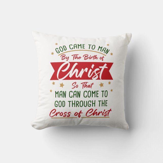 Coussin Naissance et Croix de Jésus Christ Foi de Noël  (Recto)