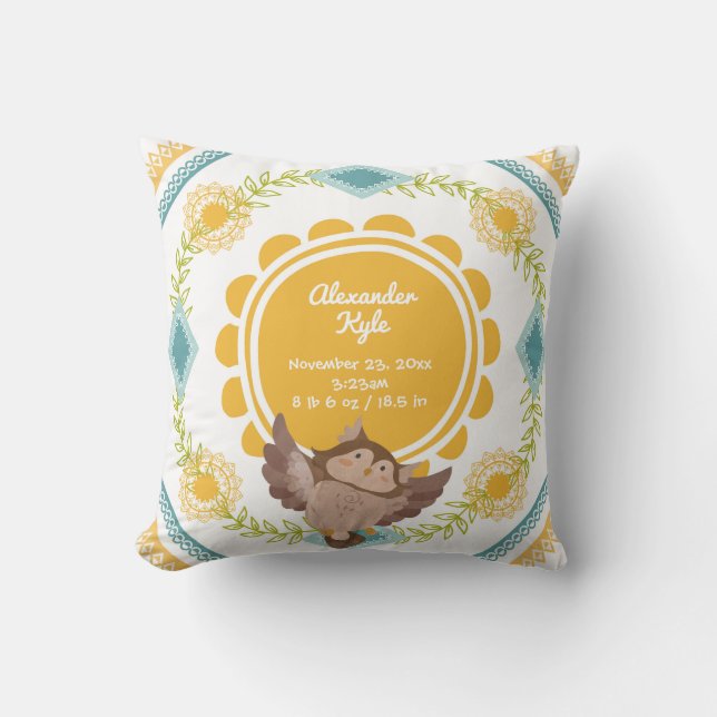 Coussin Naissance NEUTRE selon le sexe Chien boisé (Recto)