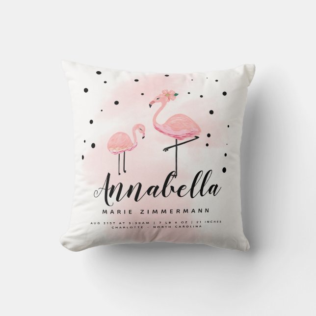 Coussin Naissance personnalisée par fille rose de maman de (Recto)