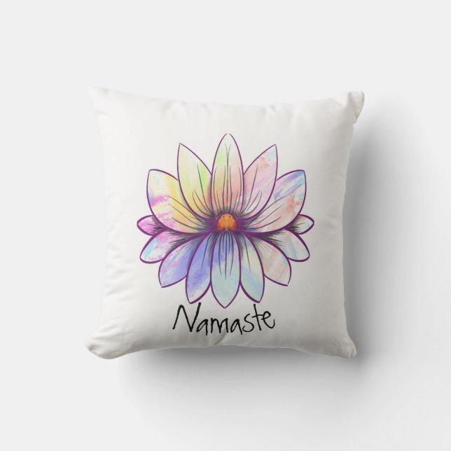 Coussin Namaste, fleur de lotus pastel éclatante blanc (Recto)