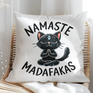 Coussin "Namaste Madafakas" Amusants Amoureux de les chats